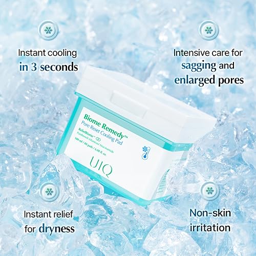 uiq biome remedy pore reset cooling pad hydrating amp cooling korean toner pads instant cooling for dry overheated skin pore care with panthenol allantoin niacinamide 80 pads 608 fl oz