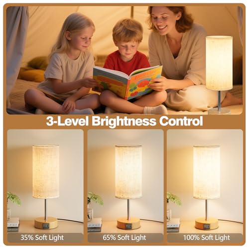 2 Unidades Lámparas de Mesita de Noche Control Táctil, con Carga - Imagen 4