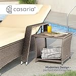 CASARIA Polyrattan Beistelltisch mit WPC-Platte Creme