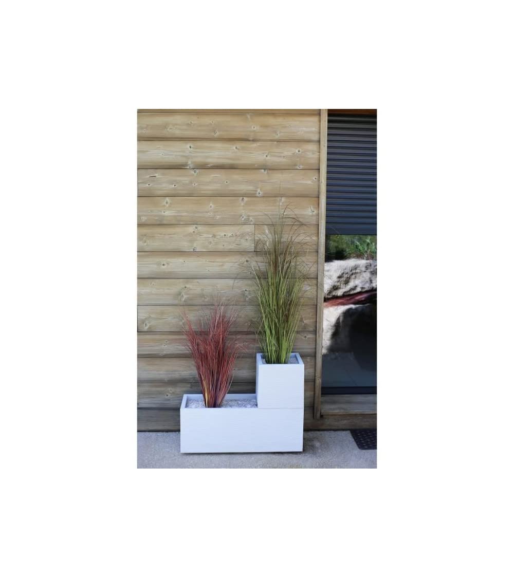 PLASTIC EDA Planter Graphit Up - 57 L - Dimensiones 79.5 x 29.5 x 29.5 cm - Ceruse blanco