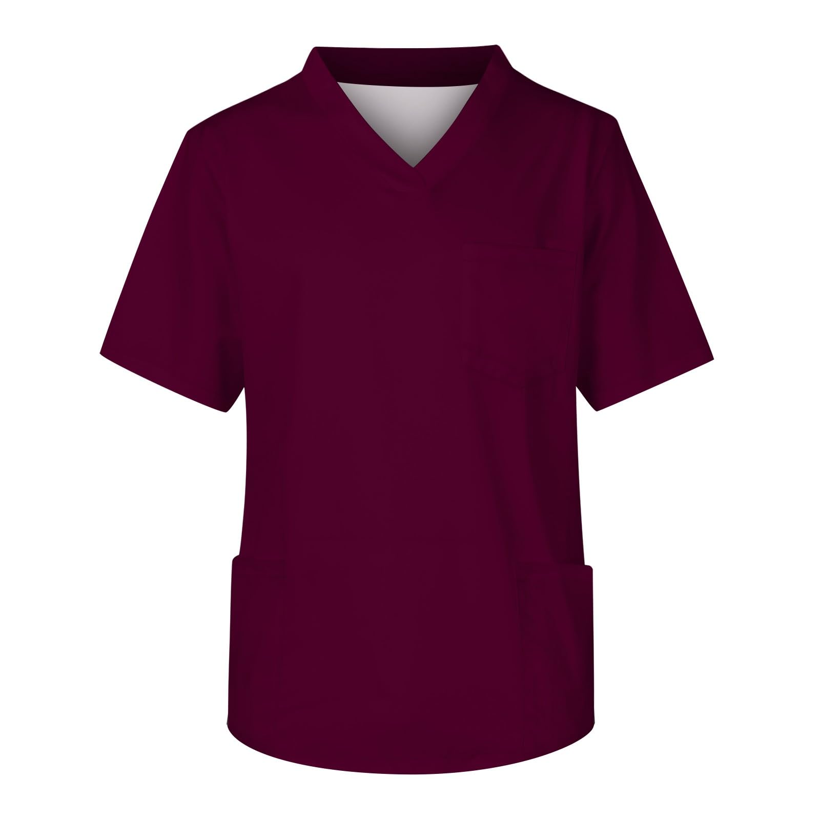 ZHENDEGLScrubs for Men Scrubs Uniforms for Men Casual Plus Size Nurse Uniform Healthcare Workwear Solid Color Tunic Comfy Top with Pockets Comfortable