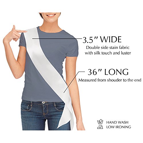 Treorsi Blank Satin Sash, Plain Sash, Party Decorations, Make Your Own Sash (2 Pack, White) #TOP3