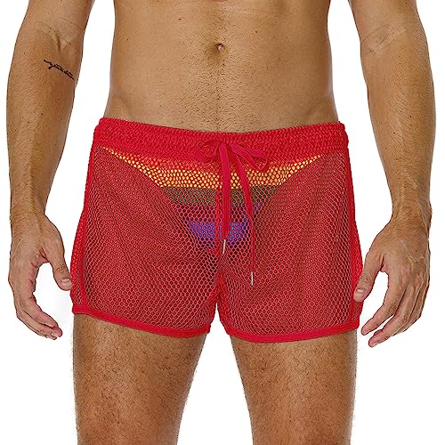 Men's Mesh Sleep Shorts with Front Liner, Lounging Shorts for Yard Work