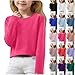 Boys Girls Thermal Sweaters Underwear Long Sleeve Crewneck Plain Loose Pullover Shirts Fall (Hot Pink, 12-13 Years)