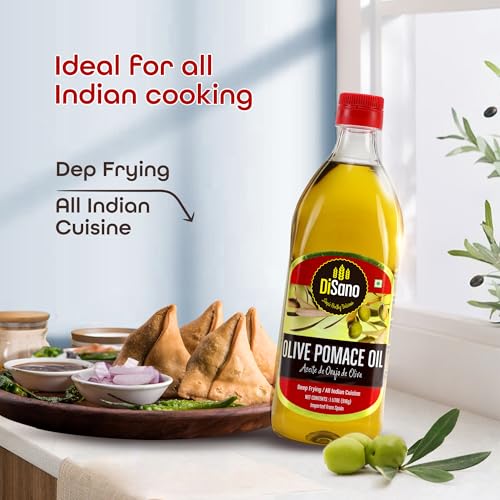 Image of DiSano Olive Pomace Oil 1L, Ideal for all Indian Cooking and Deep Frying (Pack of 2)