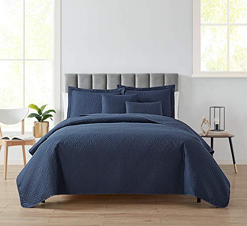 Hearth & Harbor Quilts Twin Size - All Season Bedspread Coverlet Set, Pinsonic Weave Lightweight Bedding Set - 4 Piece Twin Quilt Set with Pillow Shams, Diamond - Navy by Hearth & Harbor - Used condition - Image 4