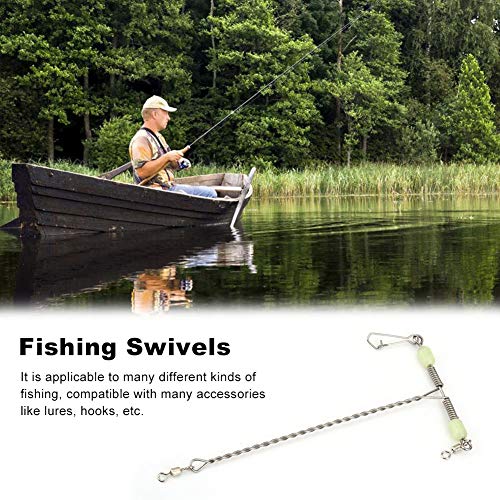 Keenso 10pcs Stainless Steel Luminescent Beads Balance T Shape Swivel Snap Fishing Connector Tackle - Image 4