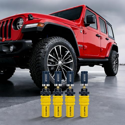 Image of SUVCARMPING Adjustable Auto-Stop Tire Deflator Valve Kit (10-30 PSI) 4 PCS Screw-on Tyre Air Down Tool for Offroad 4x4,(MS-TD03)