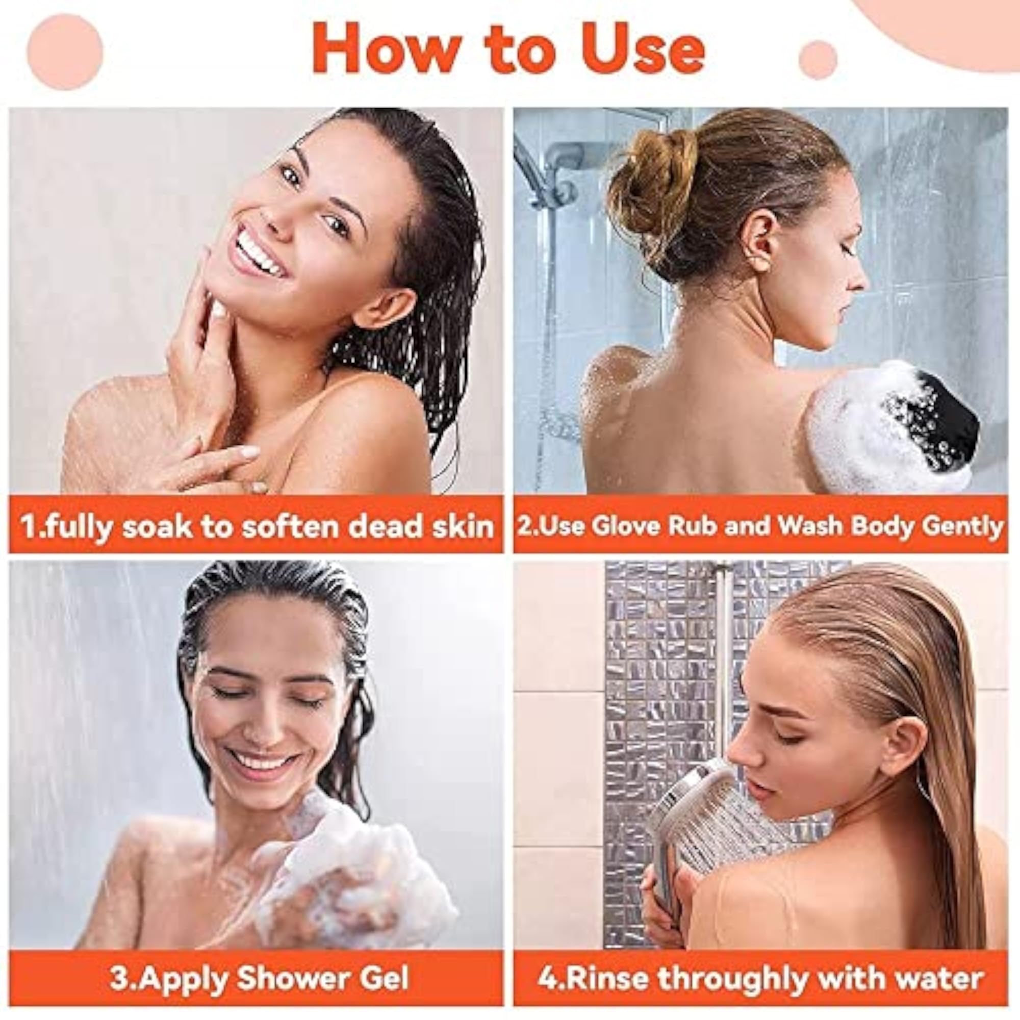 Bath Gloves for Body Exfoliating Shower Scrub Mitt