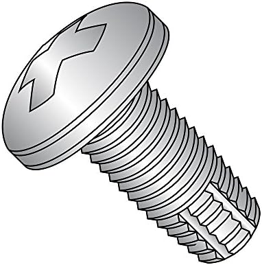 410 Stainless Steel Thread Cutting Screw, Plain Finish, Pan Head, Phillips Drive, Type F, 2-56 Thread Size, 3/16" Length (Pack of 100)