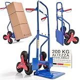 Carrello a scala pieghevole Juskys - Scala con ruote in gomma dura e telaio in acciaio - Carrello per traslochi e oggetti pesanti
