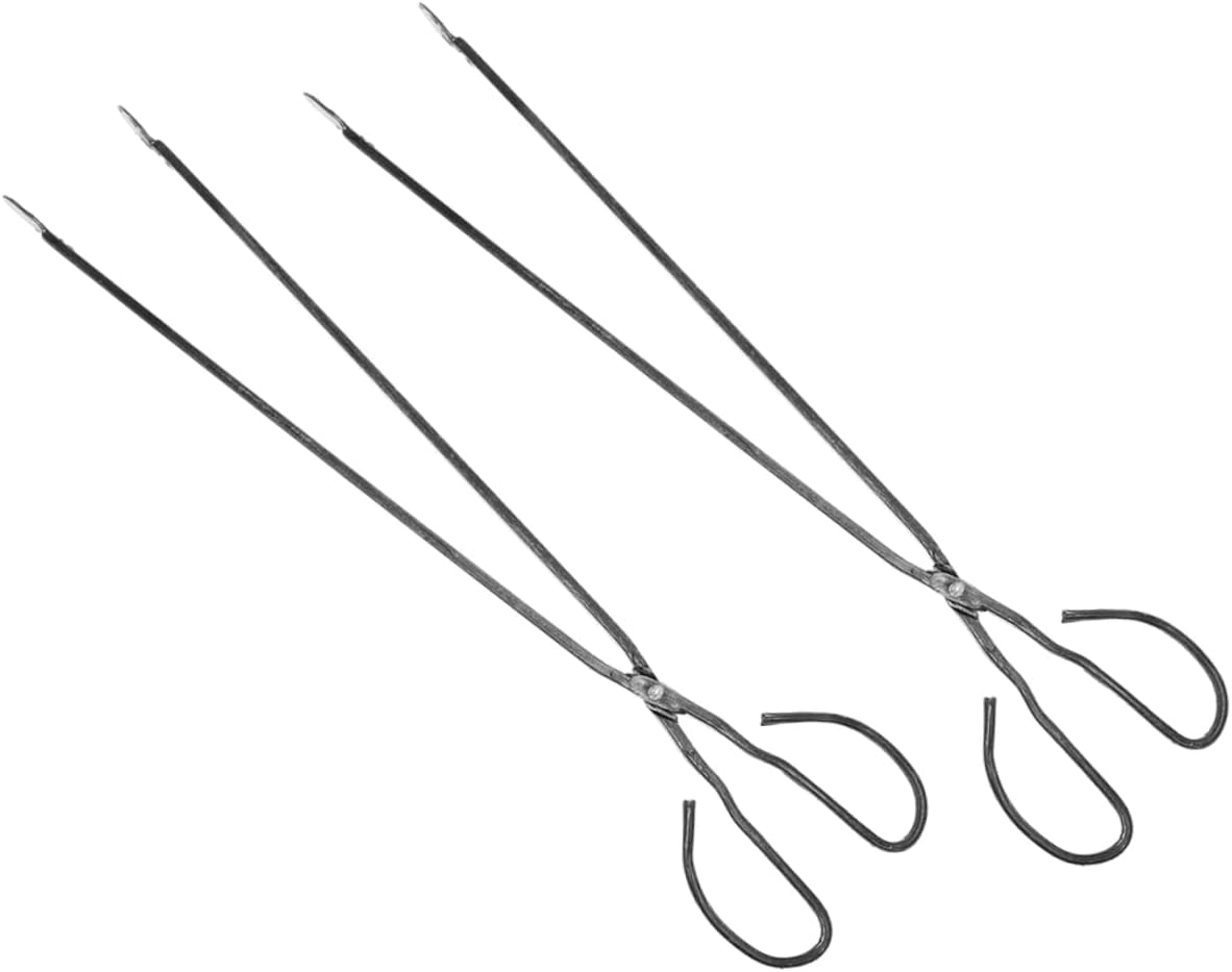ORFOFE 2pcs Extended Tongs Non-slip Handles for Outdoor Bbq and Fireplace Use Garbage Clips for Safe Trash Pickup and Grilling