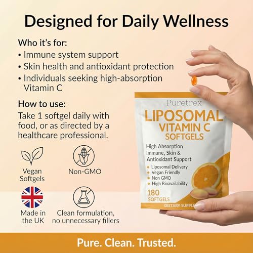 PURETREX Liposomal Vitamin C 1000mg 180 Softgels – Made in UK High Absorption with Zinc, Quercetin & BioPerine, Immune Support, Skin Health & Antioxidant Formula Vegan Non GMO - Image 4
