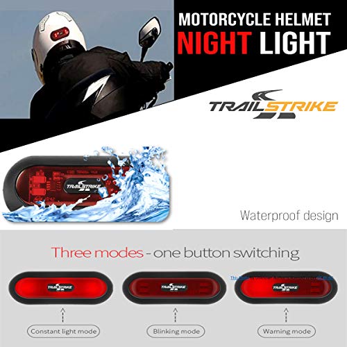 Trailstrike Led Motorcycle Bike Bicycle Red Rear Helmet Light Lamp For Night Riding Safety Warning Tail Lights Mode With Rechargeable Battery & Usb Cable Ts-101-A #TOP3