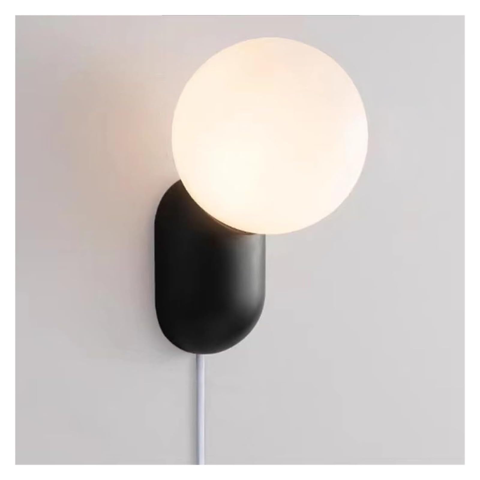 KHUKHU Plug in Wall Light Modern Globe Wall Sconce Resin Wall Lamp with White Pe Ball Shade Nordic Wall Sconces G9 Wall Mount Light Fixtures for Living Room Bedroom Hallway(K)