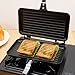 Double- Sided Frying Pan Non- Stick Grill Pan Waffle Maker Sandwich Baking Mold for Cake Toast Snack Breakfast, Aluminum Sandwich Maker