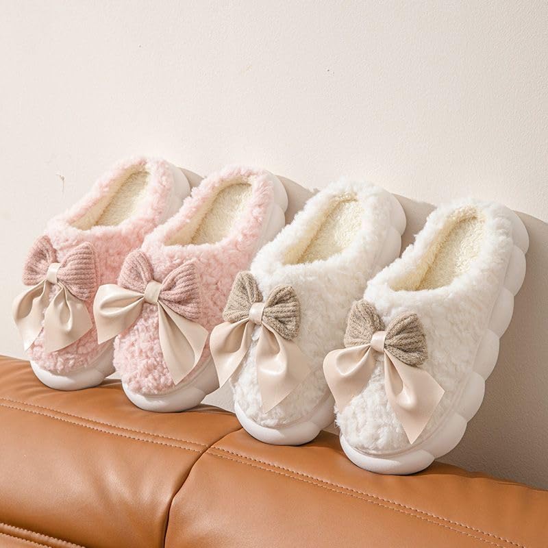 Image of Unisex Winter Flip Flop Slipper for Men and Women Soft Faux Fur Slip On Indoor Home Slides Slipper for Bedroom Sandals