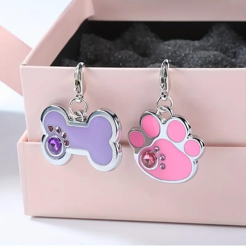 Woofy Pet Jewelry Pendant Cartoon Faux Diamond Paw Print Color Glaze Bone Collar Name Tag Identity Plate (Pack of 2, Multicolor) (B0CQPBB8YB) Amazon Price History, Amazon Price Tracker