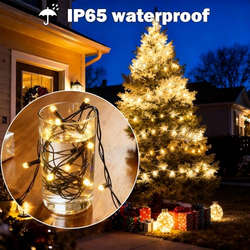 Dolucky 4 Paquete Guirnaldas Luces Exterior Solar, 10M Totale 400LED Luces Navidad Exterior Solares, 8 Modos Impermeable Cadena de Luces Solares para Jardín Terraza Patio Navidad Decor, Blanco Cálido - imagen 2