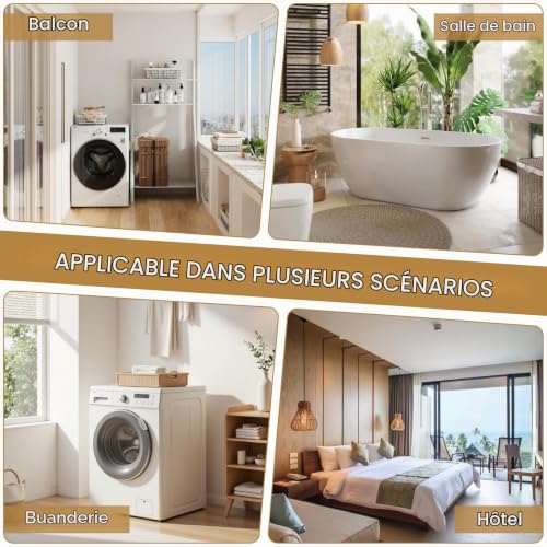 Focenat Porte Cintre Mural Pliable 2 Pièces, Étendoir Rabattable Acier au Carbone, Montage sans Perçage ou Vissé, Gain de Place pour Petites Pièces, Balcon, Salle de Bain, Chambre – vue 5