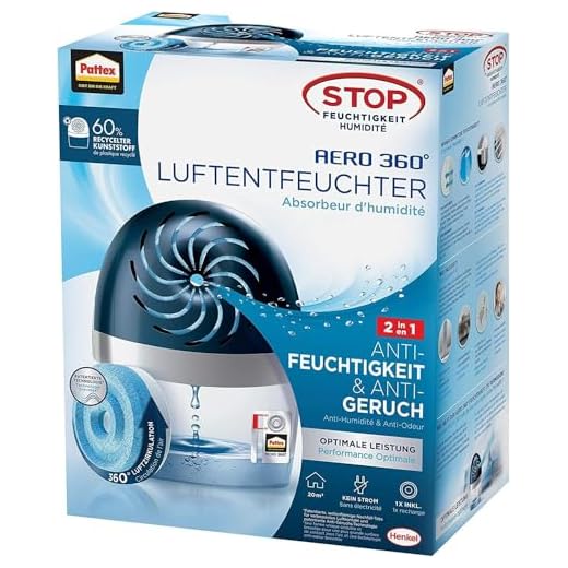 Pattex Stop Feuchtigkeit AERO 360° Luftentfeuchter, hocheffizienter Raumentfeuchter, nachfüllbarer Entfeuchter reduziert Feuchtigkeit, Gerüche & Schimmel, 1 Gerät inkl. 450g Tab