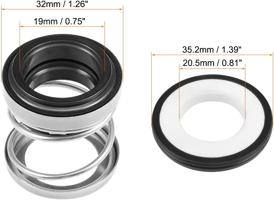 uxcell Mechanical Shaft Seal Replacement for Pool Spa Pump 3pcs 108-19