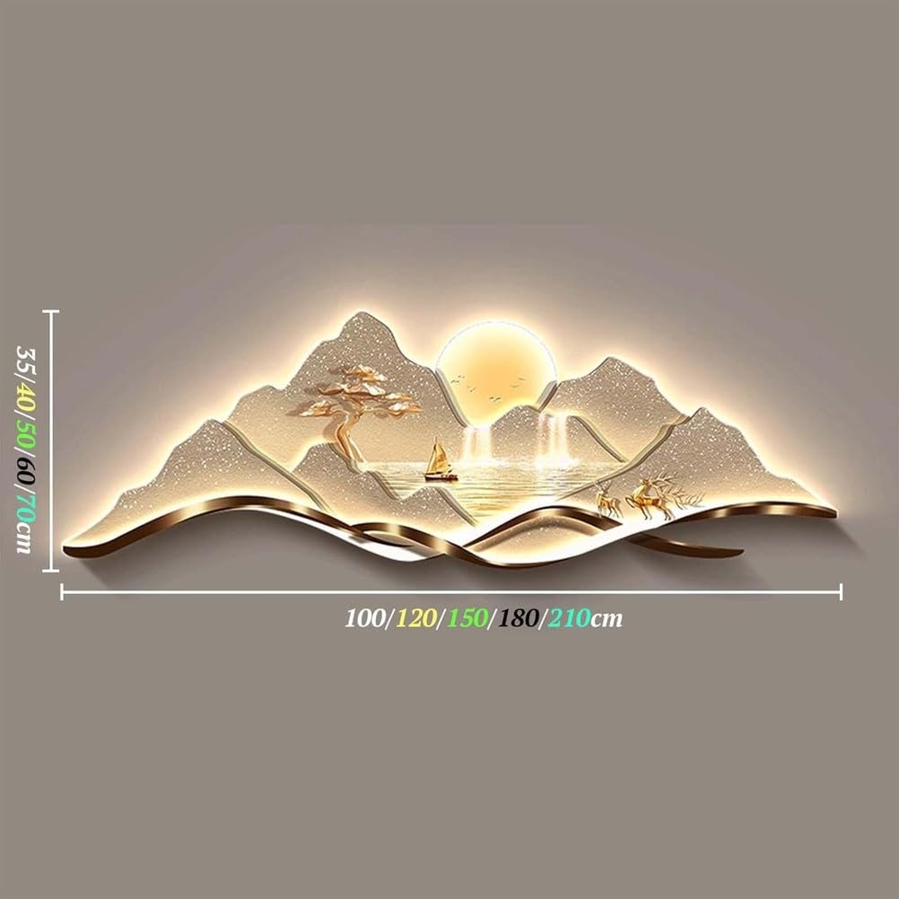 3D-Landschafts-Wandkunst mit LED-Licht, Skulpturgemälde für Eingänge und Büros, einladende Kiefern-Szenen-Dekoration, ideal für Flur und Wohnräume