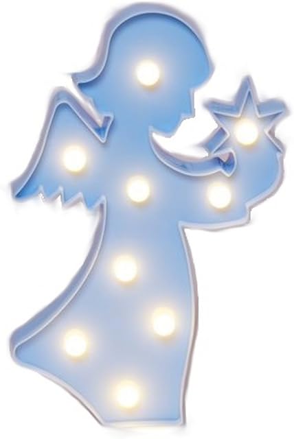 Decorative and Fun Blue Plastic Light Up Angel Standing Light with 9 Warm White Lights