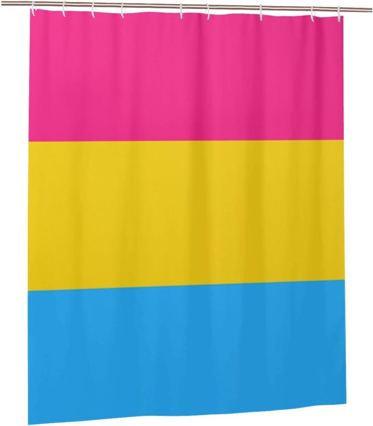 Pansexual Flag Bathroom Fabric Shower Curtain with 12 Buckles and Hooks, Washable, Waterproof, 60x72 Inches