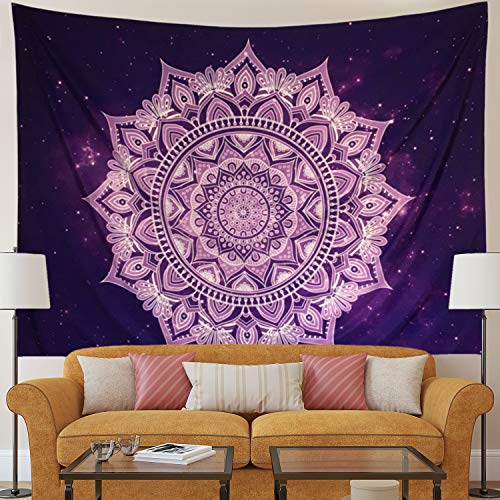 Purple Wall Tapestry Wall Hanging Purple White Tapestry Flower Mandala Bohemian Tapestry Psychedelic Tapestry Galaxy Tapestry Hippie Milky Way Tapestry Sky Tapestry Bedroom Dorm Home Decor #TOP3