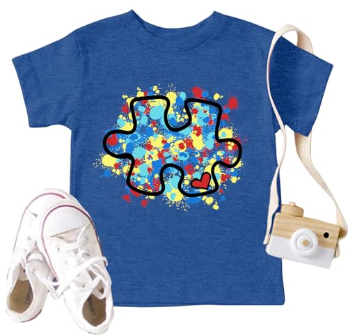 Toddler Autism Awareness Shirts for Boys Girls Funny Puzzle Piece Tshirt Kids Support Autism Blue Tee Mental Health Tops