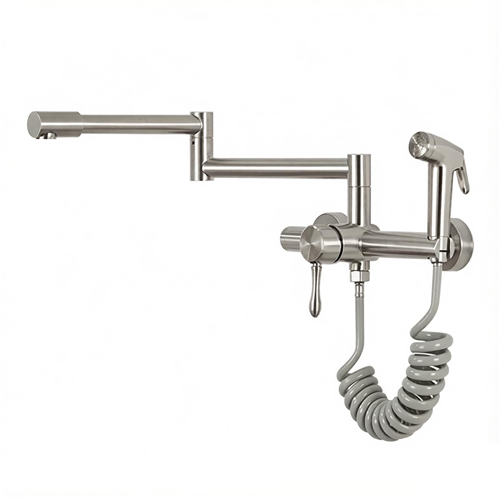Robinet mural cuisine douchette rabattable salle bain monocommande brossé