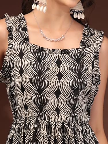 Image of Dress for Women | New Rayon Floral Printed Flared Maxi Dress for Women & Girl's