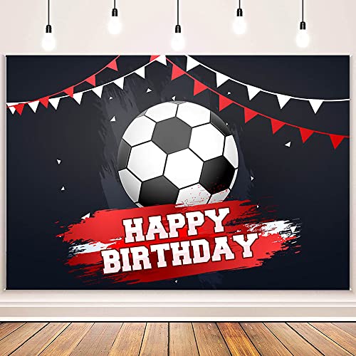 Aibiin Soccer Theme Birthday Backdrop Boy Soccer Backdrop Soccer Backdrop For Photography Soccer Birthday Background Banner Black Background Banner Cake Table Decoration Banner Vinyl 7X5Ft #TOP1