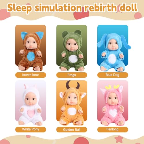 Fiotha Mini Babypuppe, 6 Stück Mini Reborn Puppen, New Born Baby Puppe, Minis Baby Puppen, Babypuppe, Minis Puppen mit Kleidung, MiniBaby Puppe, Geschenk für Mädchen, Jungen – Bild 3