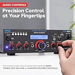 Pyle Wireless Bluetooth Power Amplifier System- 200W Peak Power Dual Channel Sound Audio Stereo Receiver w/USB,SD,AUX,MIC in w/Echo Effect for Karaoke,Radio,LCD Display,RCA input, Studio Use- PDA6BU - Image 3