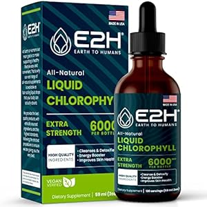 E2H Chlorophyll Liquid Drops – All-Natural Flavored Energy Booster, Immune System Support and Internal Deodorant – Vegan…