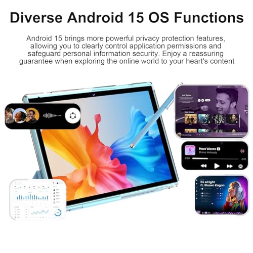 Image of 10 Inch Tablet With Case Stylus, Android 15 Tablets 8GB RAM 32GB ROM Support 1TB Expand, 10.1 IN Tableta Includes Tablet Protective Cover Dual Camera 5G WiFi-6, 6000mAh Battery 10 inch Android Tablet.