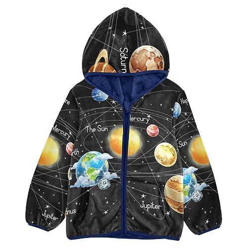 Image of Aflyko Boys Fleece Coat Blue Zip-Up Hoodie Girls Outerwear Kids Hooded Jacket