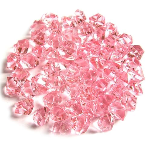 VEOIRXU 500 Pezzi Diamanti Decorativi in Acrilico Trasparente, Gemme Decorative, Cubetti di ghiaccio trasparenti, Pietra di Cristallo Decorative per Tavola, Mariage, Feste, Vasi, Acquari (5×7mm, Rosa)