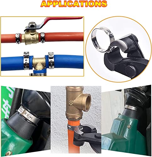 AKIHISA 180 PCS Single Ear Hose Clamps, 12 Sizes 5.3-33.1mm Crimp Hose Clamps with Ear Clamps Pincer, 304 Stainless Steel Crimp Pinch Fitting Tools Kit