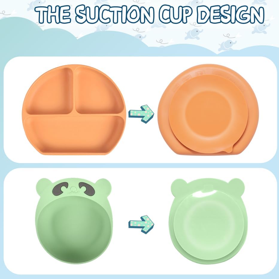 Baby Utensils Set–Infant Feeding Essentials&Baby Plate Set–Deluxe Silicone Feeding Mat,Long Sleeve Bibs,Training Cup,Spoon&Fork,Stainless Steel Set,Teethers,Toothbrush Kit – in Gift Box for Newborns - Image 8