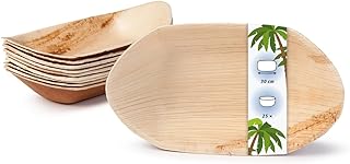 Palmware - Palmblatt Schale für Fingerfood I Einweggeschirr biologisch abbaubar, kompostierbar I Einweg Schälchen Servierteller Dipschale Snackschale I 25 Stück Party Schiffchen 20 cm