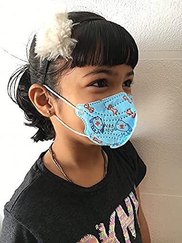 Image of N95 Style Kids Face Mask with Printed Design | Washable & Reusable Earloop Mask for Boys & Girls | Comfortable Breathable Face Cover for Kids Age 3-15 Years (Multicolor)