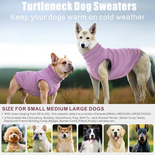 Pull à col roulé pour chien violet 3XL en polaire chaude et douce - 8