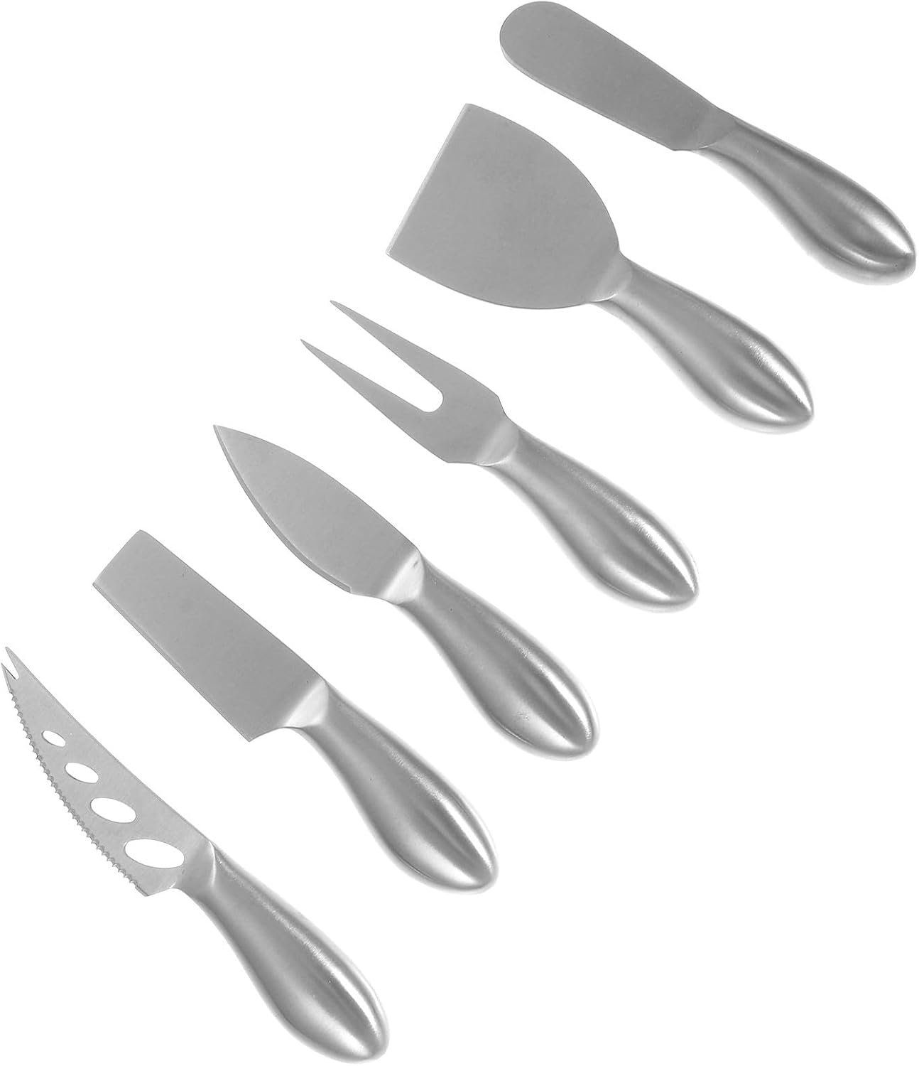 Outanaya 6pcs Stainless Steel Cheese Cutters Set with Hollow Handles, Practical Kitchen Cheese Cutting Tools for Home Kitchen Use, Comfortable Grip and Sturdy Design