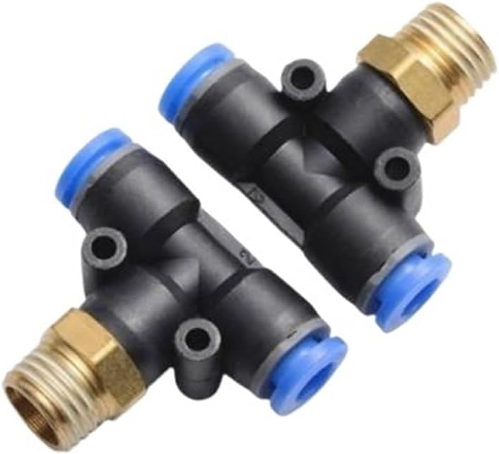 30/50pcs PB Tee T type Pneumatic Fitting Quick Connector 6-12mm Hose Tube to 1/8 1/4 3/8 1/2 Thread Air Compressor Joint Coupler(PB6-04,50pcs)