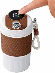 Copo Térmico 450ml com Display de Temperatura – Copo Termico com Tampa para Café e Bebidas Geladas – Mantém Bebidas Quentes e Frias – Alça de Transporte – Antivazamento (MARRON)