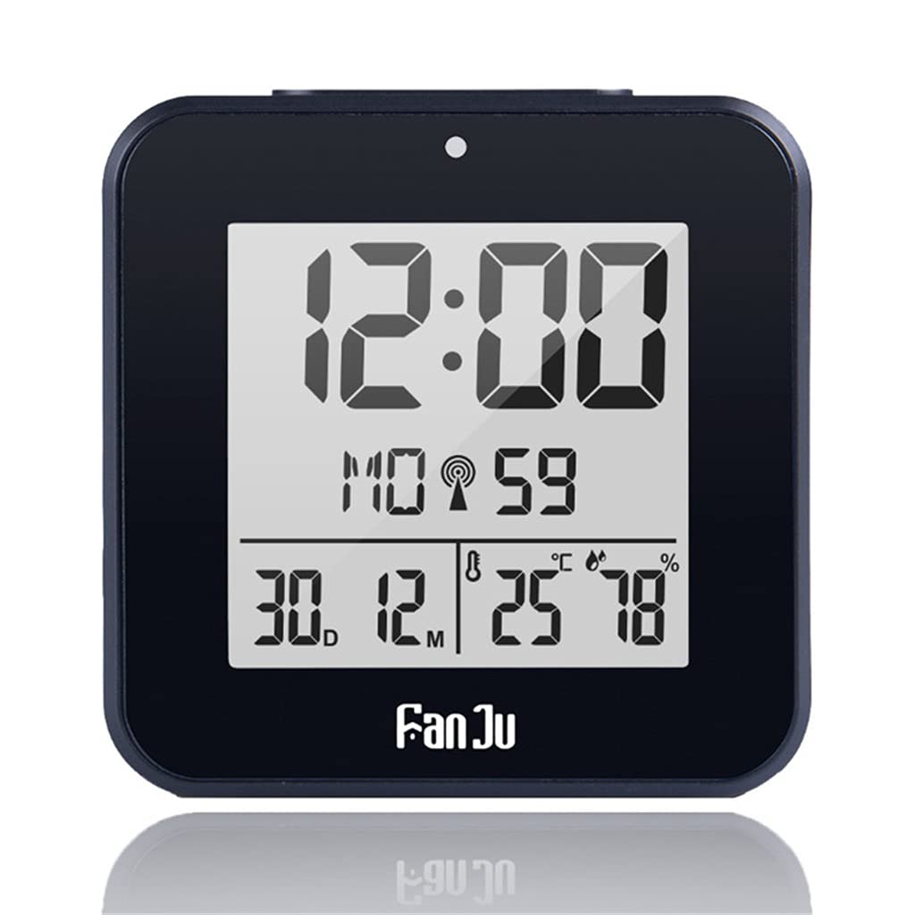 NSUQOA Digital Snooze Alarm Clock Radio Automatic Backlight Electronic Temperature Humidity Office Table Time Gift D
