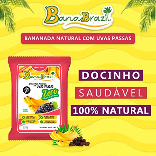 Bananada natural com uva passa Zero pacote com 10 unidades - BanaBrazil